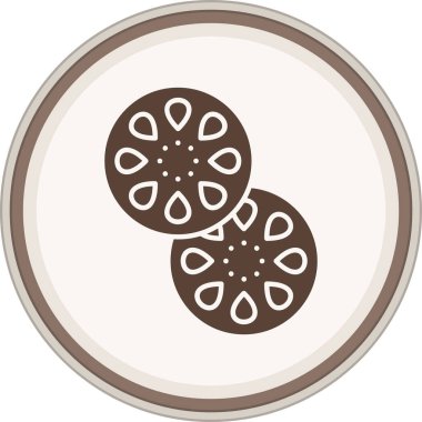 Cucumber Slice Glyph brown circle. Vector Illustration For Web Use