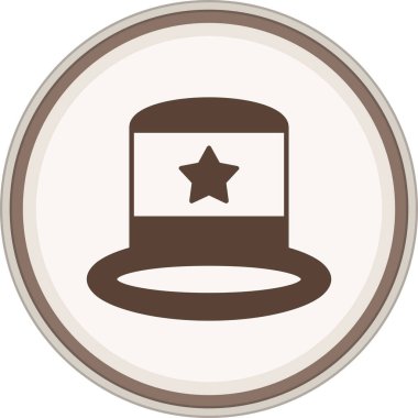 Top Hat Glyph kahverengi daire. Web Kullanımı için Vektör İllüstrasyonu
