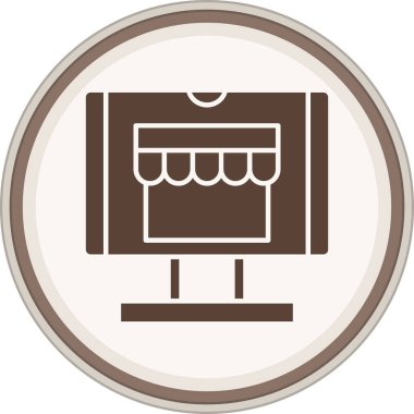 Çevrimiçi Dükkan Glyph kahverengi çember. Web Kullanımı için Vektör İllüstrasyonu
