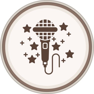 Mikrofon Glyph kahverengi daire. Web Kullanımı için Vektör İllüstrasyonu