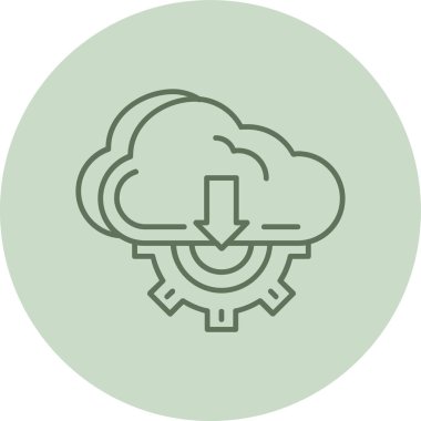 Cloud Download green Circle. Vector Illustration For Web Use