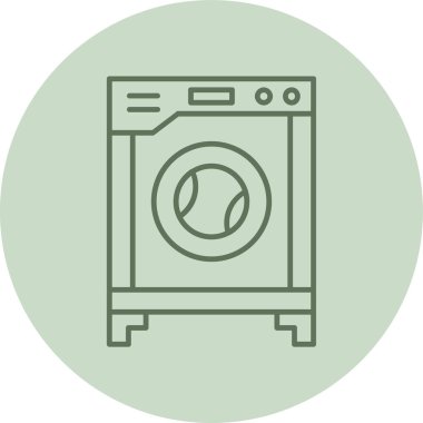 Washing Machine green Circle. Vector Illustration For Web Use