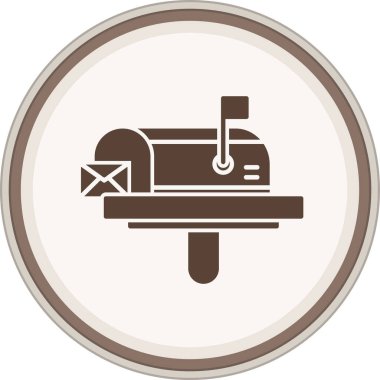 Mailbox Glyph brown circle. Vector Illustration For Web Use