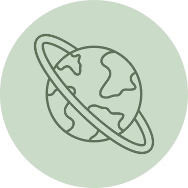 Yeşil Çember Gezegeni. Web Kullanımı için Vektör İllüstrasyonu