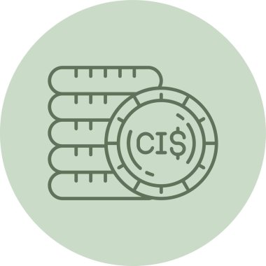 Cayman Adaları Dolar Yeşil Çember. Web Kullanımı için Vektör İllüstrasyonu