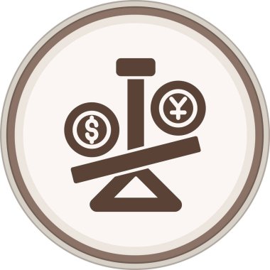 Eşitsizlik Glyph kahverengi çember. Web Kullanımı için Vektör İllüstrasyonu