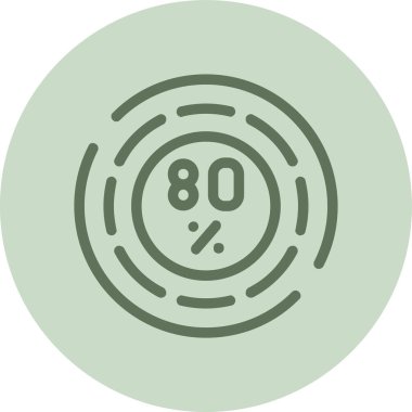 Yüzde 80-80 yeşil daire. Web Kullanımı için Vektör İllüstrasyonu