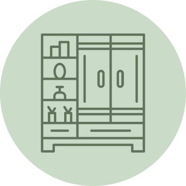 Gardırop yeşili daire. Web Kullanımı için Vektör İllüstrasyonu