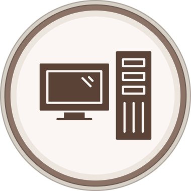 Masaüstü Bilgisayar Glyph kahverengi çember. Web Kullanımı için Vektör İllüstrasyonu