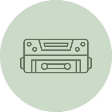 Casette green Circle. Vector Illustration For Web Use