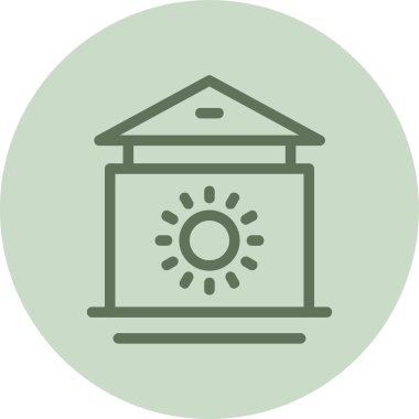 Yeşil Ev Çemberi. Web Kullanımı için Vektör İllüstrasyonu