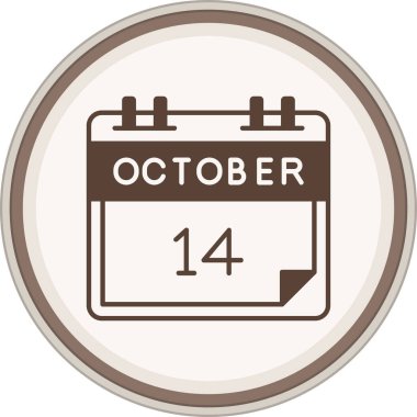 14 Ekim Glyph kahverengi daire. Web Kullanımı için Vektör İllüstrasyonu