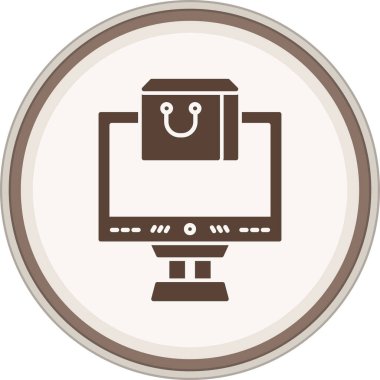 Çevrimiçi Alışveriş Glyph kahverengi dairesi. Web Kullanımı için Vektör İllüstrasyonu