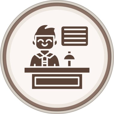 Restoran Müdürü Glyph Brown Circle. Web Kullanımı için Vektör İllüstrasyonu