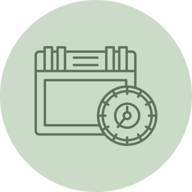 Saat ve Tarih Yeşil Çember. Web Kullanımı için Vektör İllüstrasyonu