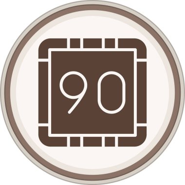 Ninety Glyph brown circle. Vector Illustration For Web Use