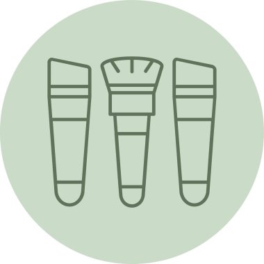 Makyaj Fırçaları Yeşil Çember. Web Kullanımı için Vektör İllüstrasyonu