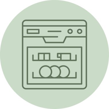 Dishwasher green Circle. Vector Illustration For Web Use