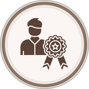 Rozet sembolü kahverengi daire. Web Kullanımı için Vektör İllüstrasyonu