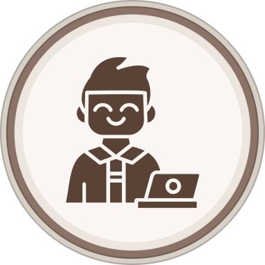 Yapay zeka uzmanı Glyph kahverengi çember. Web Kullanımı için Vektör İllüstrasyonu