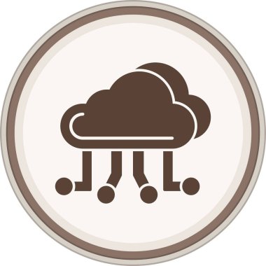 Cloud Computing Glyph kahverengi daire. Web Kullanımı için Vektör İllüstrasyonu