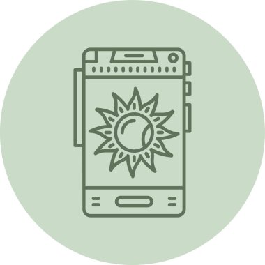 Güneşli yeşil daire. Web Kullanımı için Vektör İllüstrasyonu