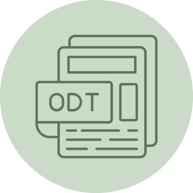 ODT Dosya Yeşil Çember. Web Kullanımı için Vektör İllüstrasyonu