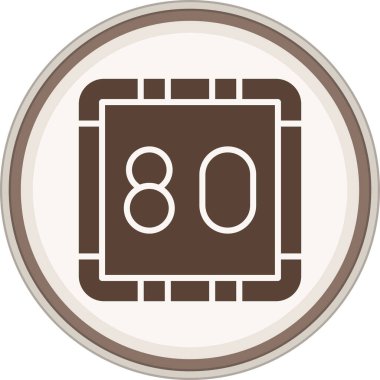 Eighty Glyph brown circle. Vector Illustration For Web Use