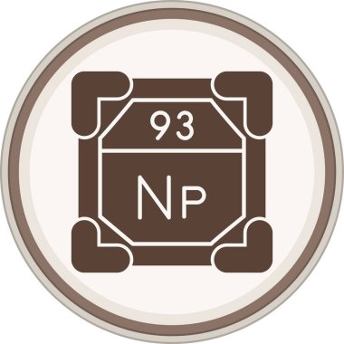 Neptunyum Glyph kahverengi daire. Web Kullanımı için Vektör İllüstrasyonu