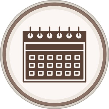 Calendar Glyph brown circle. Vector Illustration For Web Use