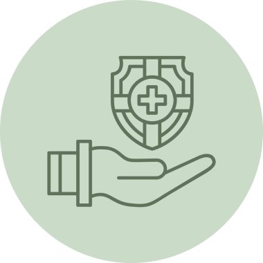 Sağlık Sigortası Yeşil Çember. Web Kullanımı için Vektör İllüstrasyonu