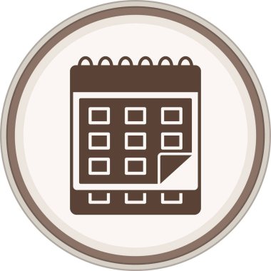 Calendar Glyph brown circle. Vector Illustration For Web Use