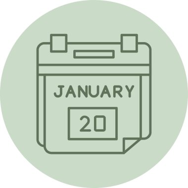 20 Ocak Yeşil Çember Randevusu. Web Kullanımı için Vektör İllüstrasyonu