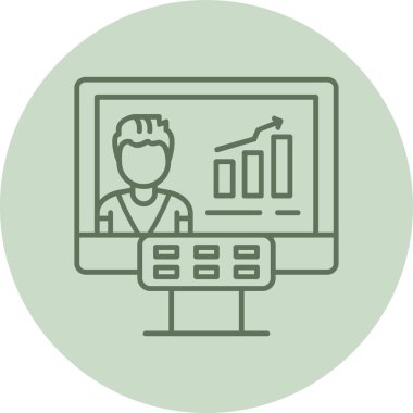 Kullanıcı Etkinliği Günlük Kaydı Yeşil Çember. Web Kullanımı için Vektör İllüstrasyonu