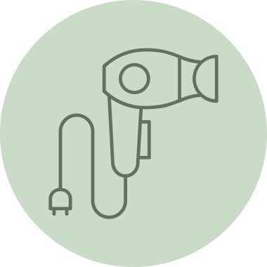 Saç kurutma makinesi yeşil daire. Web Kullanımı için Vektör İllüstrasyonu