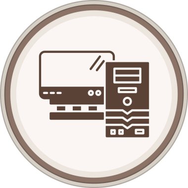 Kişisel Bilgisayar Glyph kahverengi çember. Web Kullanımı için Vektör İllüstrasyonu