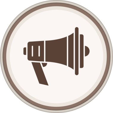 Megaphone Glyph brown circle. Vector Illustration For Web Use