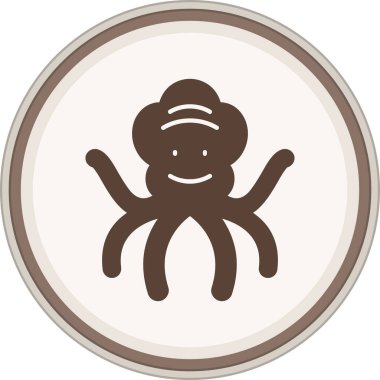 Kraken Glyph kahverengi daire. Web Kullanımı için Vektör İllüstrasyonu