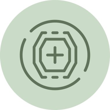 Octagon-plus green Circle. Vector Illustration For Web Use