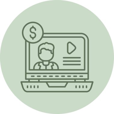 Laptop yeşil daire. Web Kullanımı için Vektör İllüstrasyonu