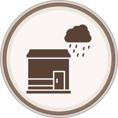 Yağmur bulutu olan bir evin çizimi