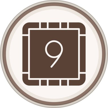 Bir 9 sayısının izole edilmiş tek bir simgesinin vektör çizimi