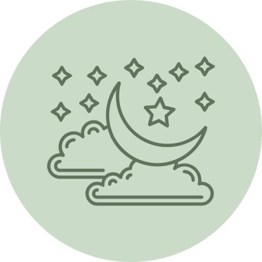 Ay ve yıldız ikonu. İnce çizgi çizimi. doğrusal vektör tasarım sembolü.