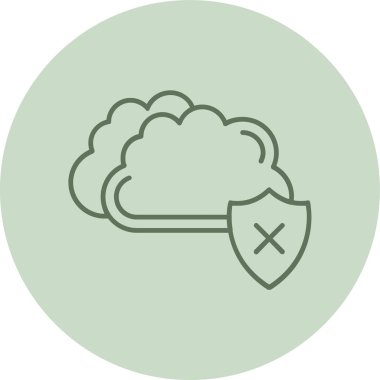 bulut veri güvenlik çizgisi simgesi, vektör illüstrasyonu