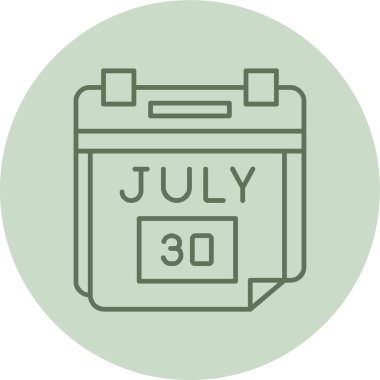 Bir takvim tasarımı temmuz ayında izole edilmiş bir takvim simgesinin çizimi