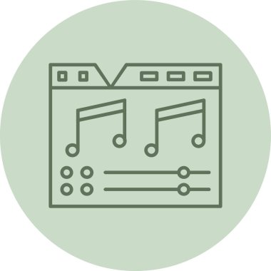 müzik ikonu vektörü. İnce çizgi işareti. izole edilmiş sınır sembolü çizimi