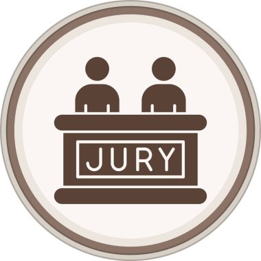 Siyah yuvarlak simge, vektör illüstrasyonlu mahkeme kavramı