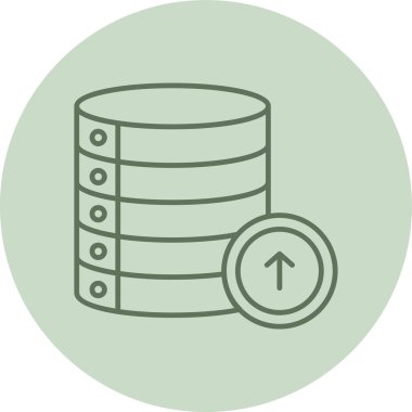 Veritabanları Yeşil Çember. Web Kullanımı için Vektör İllüstrasyonu