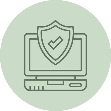 Kalkan simgesi vektör illüstrasyon tasarımlı dizüstü bilgisayar