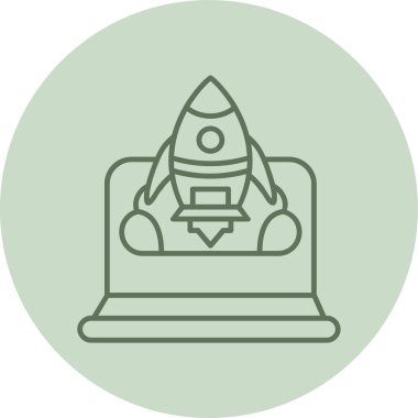 Roket. Web simgesi basit illüstrasyon